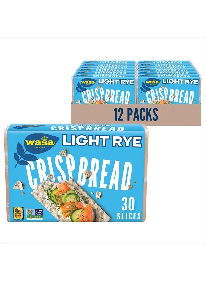 WASA Light Rye Crispbread, 9.5 oz (Pack of 12), Rye Crackers, Non-GMO Ingredients, Fat Free - Image 1