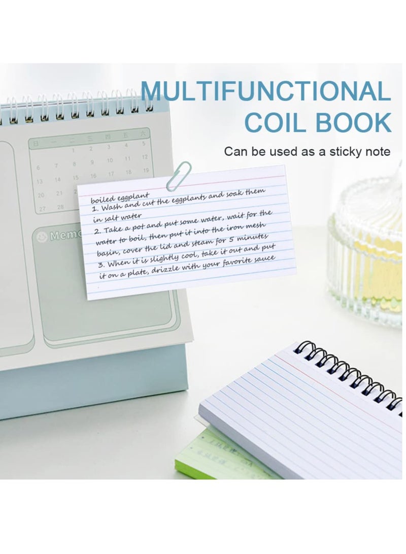 KASTWAVE 5 Colours Index Cards, 5x3 Inches Ruled Spiral Bound Rings Lined Revision Flash Record Cards for Office Meeting, School Learning, Memory, Sticky Note  - Image 4