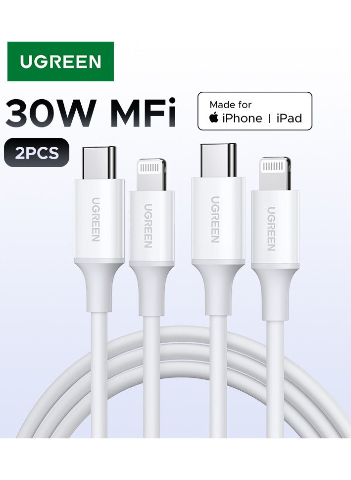 يو جرين 2 Pack iPhone Cable 1M MFI Certificated Type C to Lightning Charger Cable Fast Charging Compatible for iPhone 14 Pro Max/13/12/11 Airpods iPad 9 iPad mini iPad Air Magic Mouse High Speed Transfer - Image 1