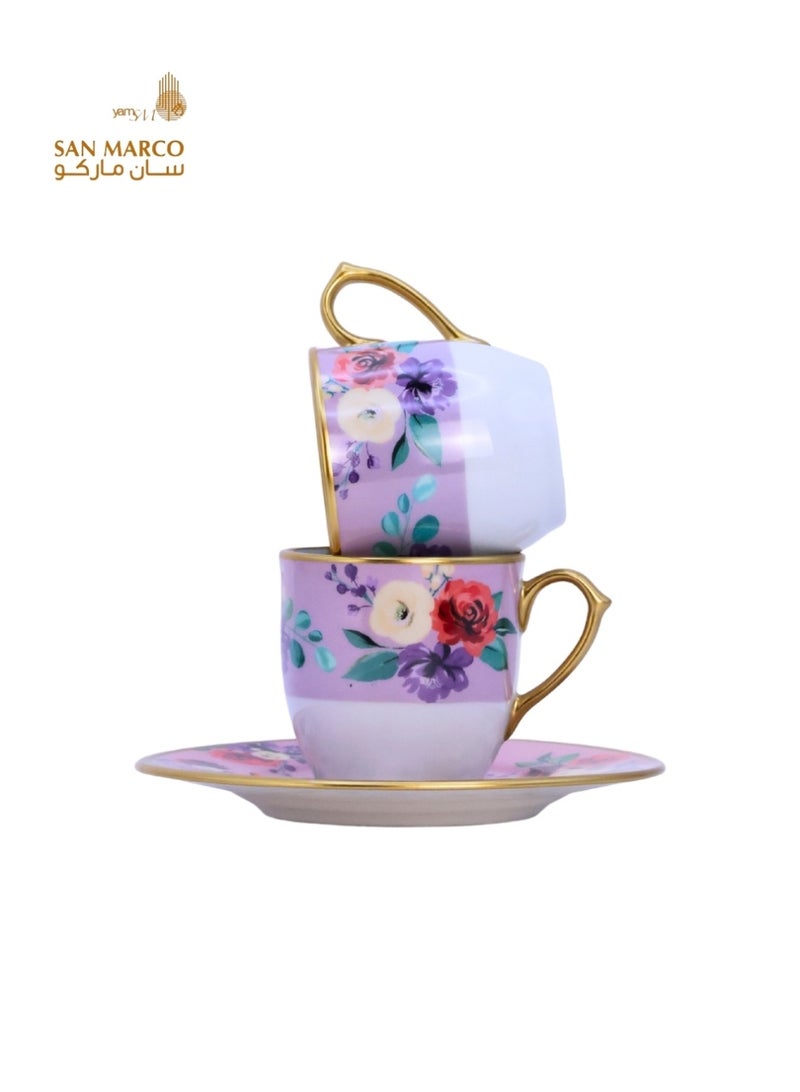 San Marco كوب قهوة تركي فاخر من حديقة الورد – 12 قطعة - Image 4