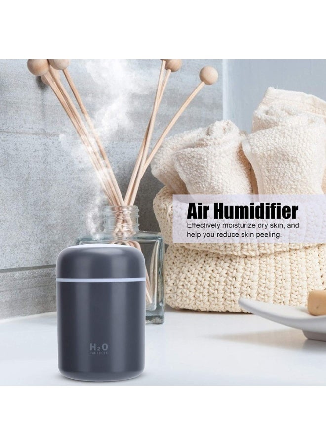 Grey USB Colorful Mini Humidifier Portable Air Humidifier and Essential Oil Diffuser with LED Night Light for Home Office and Car - Image 4