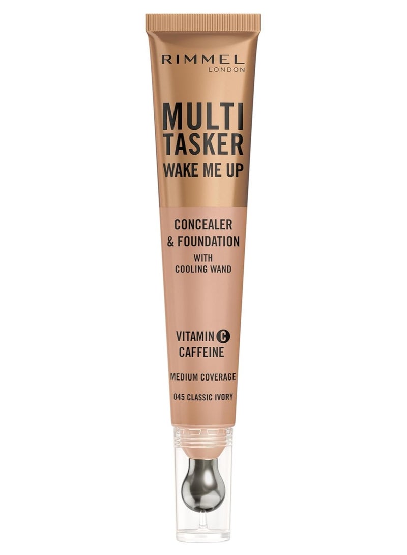 RIMMEL LONDON Multi-Tasker Wake Me Up Concealer & Foundation - 045 Classic Ivory, 20ml - Image 1
