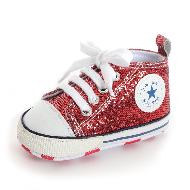 Baby Sneakers Canvas Shoes Special Sale Sequins Red 