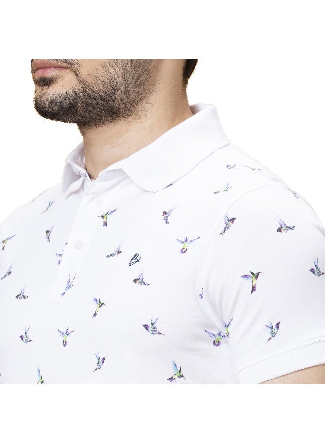 Being Human Mens White Polo Collar Short Sleeve Polo T-Shirt - Image 5