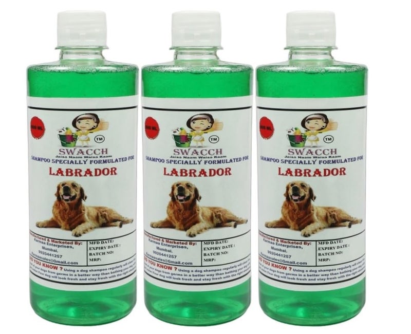 swacch Labrador Dog Shampoo + Dumbbell Toy I Durable Rubber Dog Toy for Chewing I Playing,Teeth Cleaning & Training Toy I Combo Pack I 500ml Pack of 3 Neem Alovera - Image 2