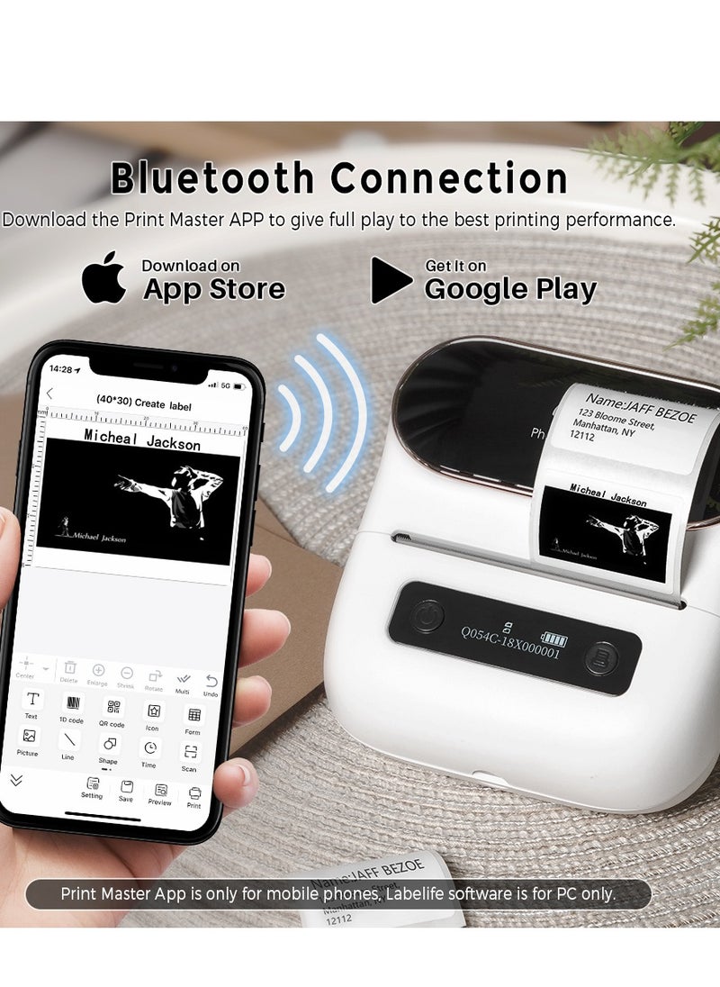 فوميمو صانع الملصقات Phomemo M220 صانع الملصقات المحمول طابعة ملصقات حرارية تعمل بالبلوتوث، مع 1 لفة ملصق  - Image 2