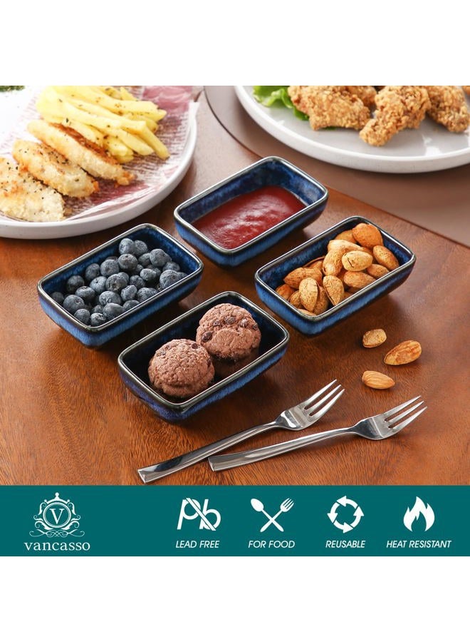 vancasso Stern Dipping Bowls, 4 Pieces Rectangular Side Dishes, 4.5 Inches Ceramic Appetizer Plates - Image 3
