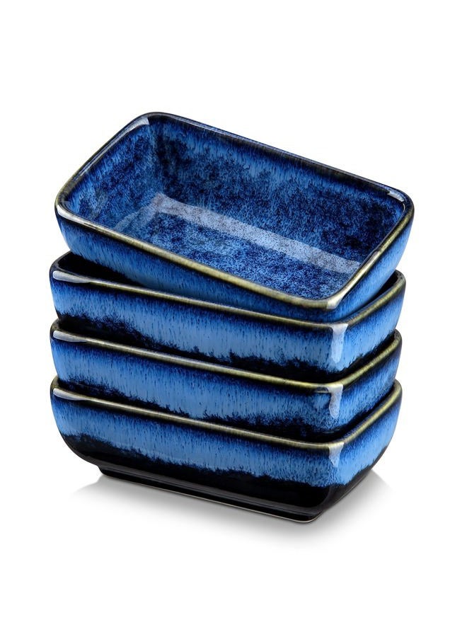 vancasso Stern Dipping Bowls, 4 Pieces Rectangular Side Dishes, 4.5 Inches Ceramic Appetizer Plates - Image 1