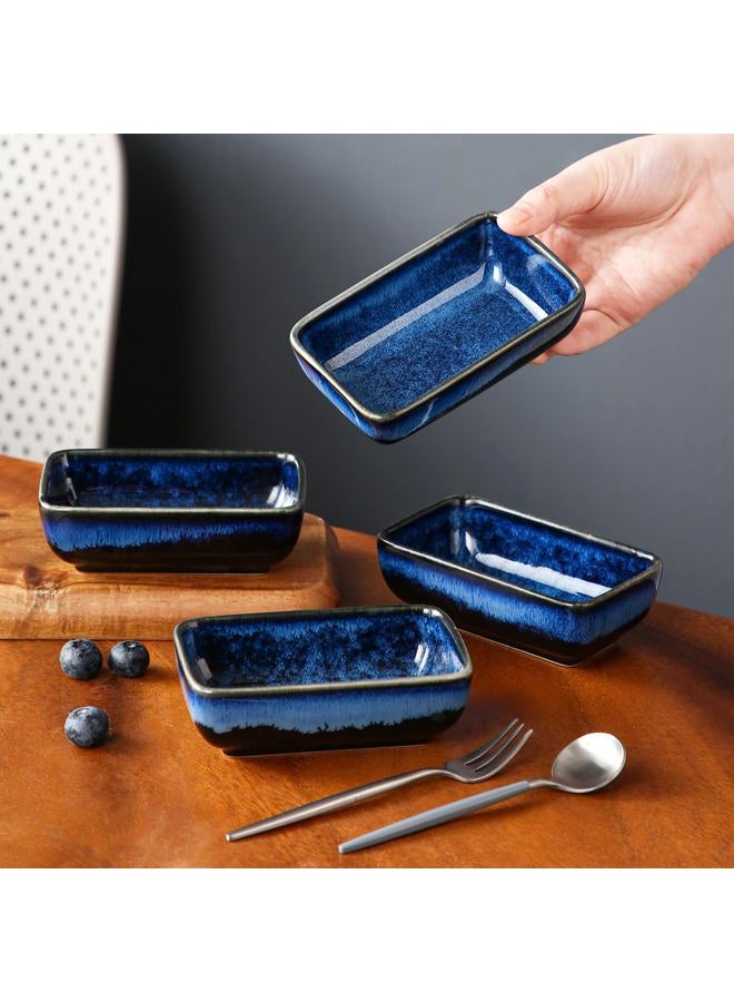 vancasso Stern Dipping Bowls, 4 Pieces Rectangular Side Dishes, 4.5 Inches Ceramic Appetizer Plates - Image 5