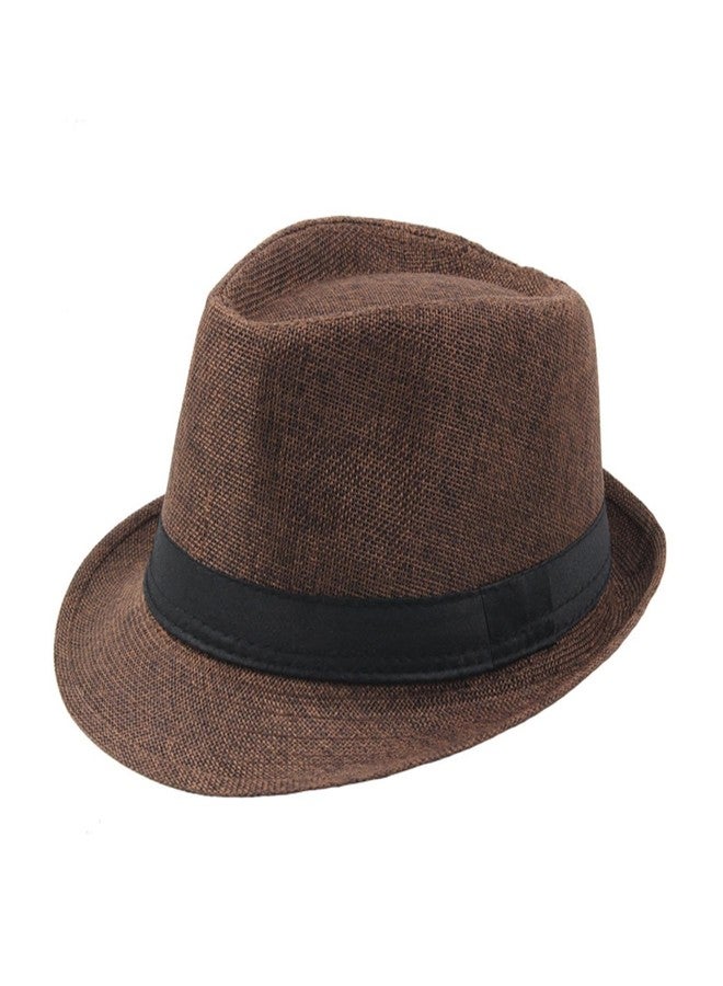 URTERYSER Fedora Hat, Short Brim Fedora Solid Color Beach Summer Sun Hat Ganster Accessory - Image 1