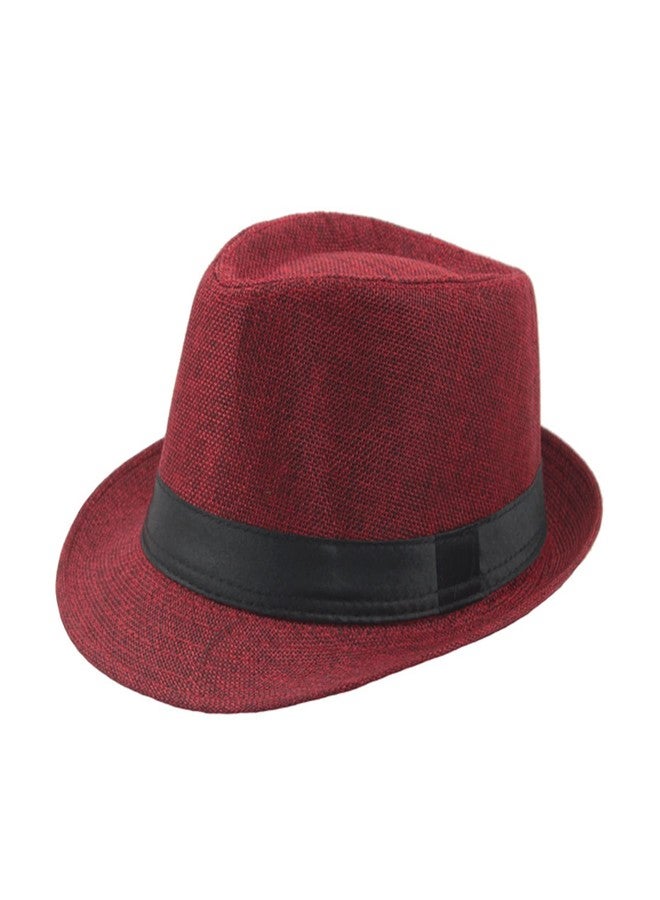 URTERYSER Fedora Hat, Short Brim Fedora Solid Color Beach Summer Sun Hat Ganster Accessory - Image 2