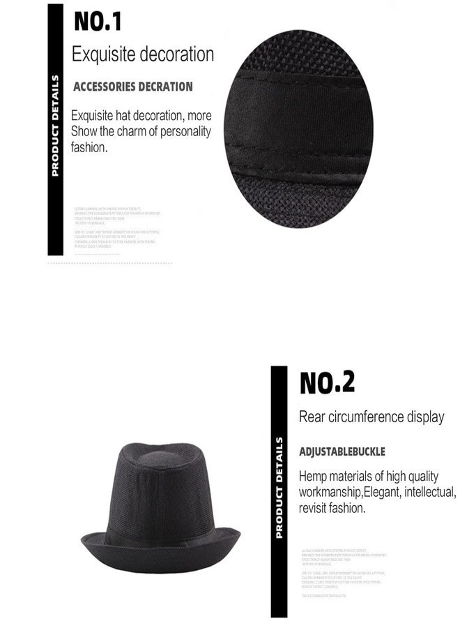 URTERYSER Fedora Hat, Short Brim Fedora Solid Color Beach Summer Sun Hat Ganster Accessory - Image 3