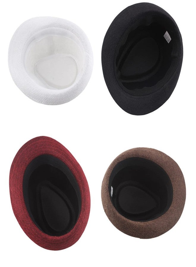 URTERYSER Fedora Hat, Short Brim Fedora Solid Color Beach Summer Sun Hat Ganster Accessory - Image 5