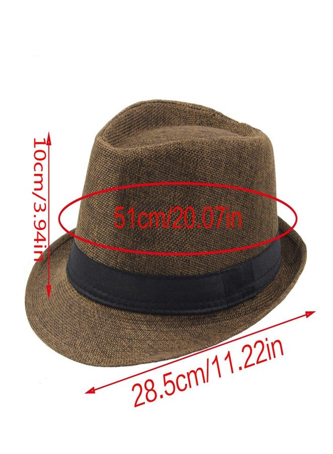 URTERYSER Fedora Hat, Short Brim Fedora Solid Color Beach Summer Sun Hat Ganster Accessory - Image 4