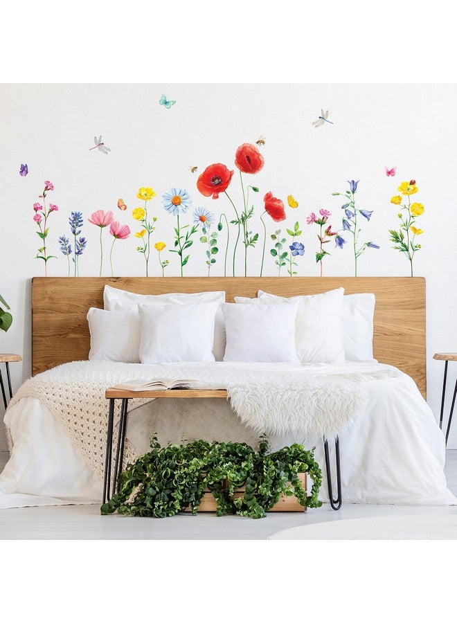 Decowall Sg2103 Wild Flower Wall Stickers Floral Plant Butterfly Decals Removable For Nursery Bedroom Living Room Art Home Decor Murals Decoration - Image 3