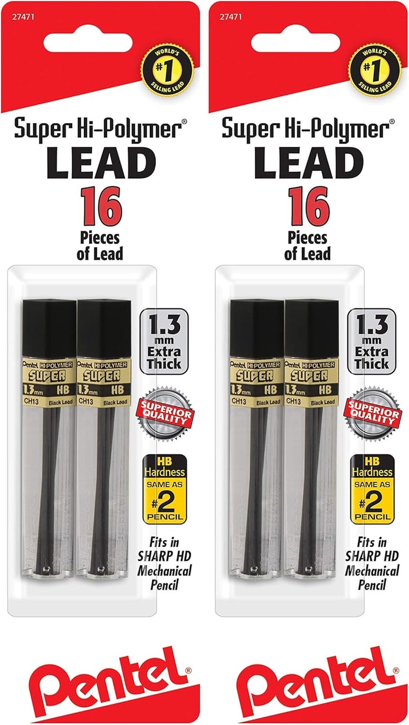 PentelCH13BPHB2 Super Hi-Polymer Lead Refill (1.3mm) HB, 8Pcs/Tube, 2Pk (Pack of 2) - Image 1
