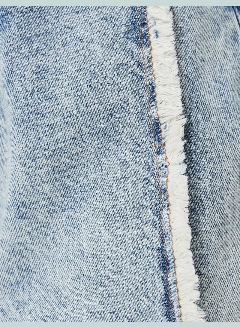KOTON High Rise Straight Leg Ribbed Denim Trousers- Eve Jeans