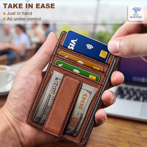 BULLIANT Men Wallet,Slim Leather Wallet Money Clip Card Hodler For Men Gift 8 Cards RFID Blocking - Image 4