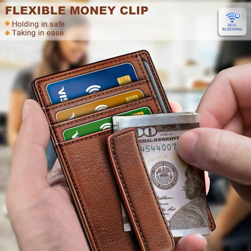 BULLIANT Men Wallet,Slim Leather Wallet Money Clip Card Hodler For Men Gift 8 Cards RFID Blocking - Image 5