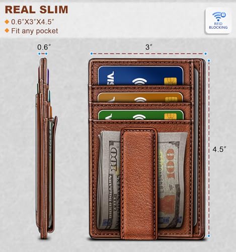 BULLIANT Men Wallet,Slim Leather Wallet Money Clip Card Hodler For Men Gift 8 Cards RFID Blocking - Image 3