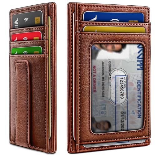 BULLIANT Men Wallet,Slim Leather Wallet Money Clip Card Hodler For Men Gift 8 Cards RFID Blocking - Image 1