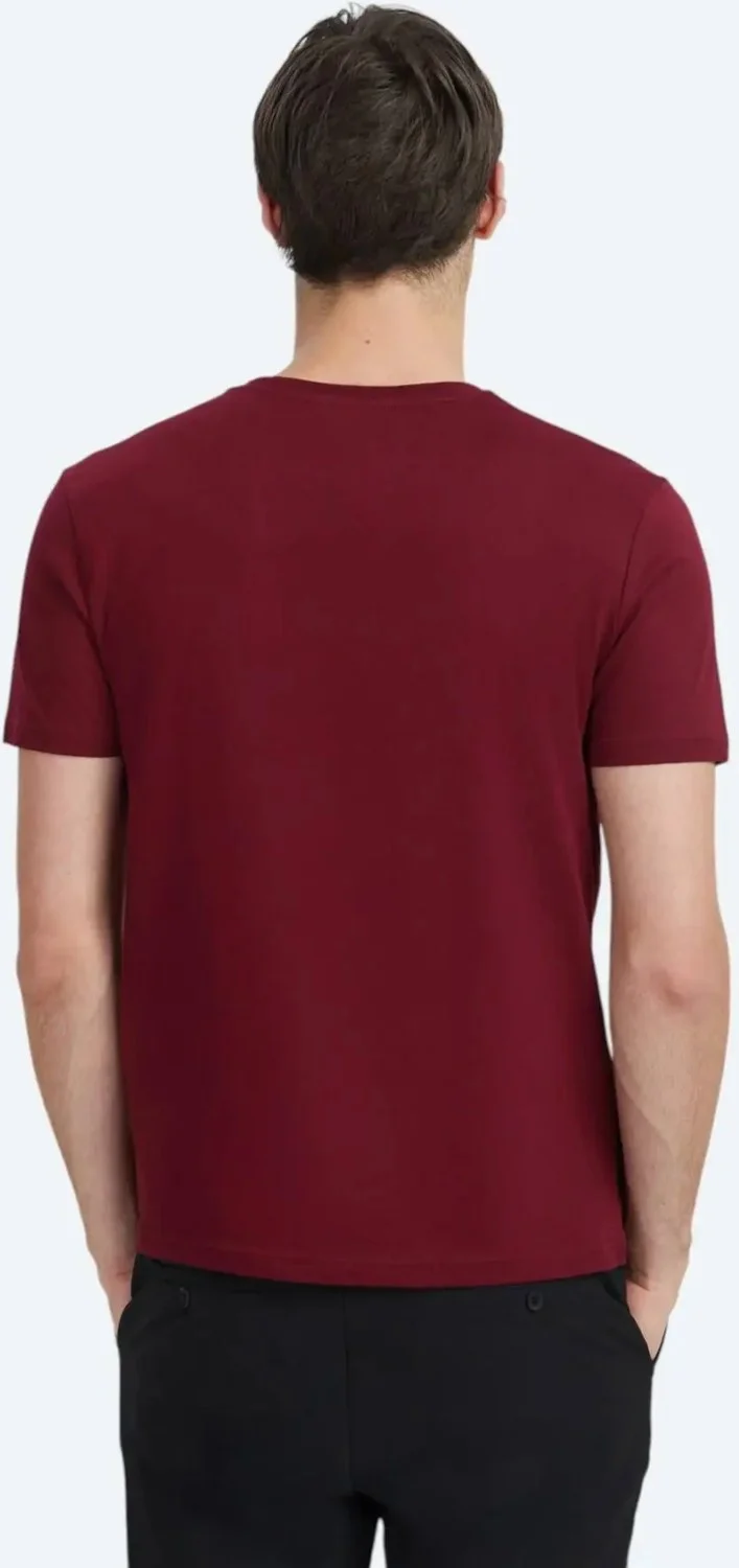 Kip Claret Red Printed Crew Neck 100% Cotton T-Shirt