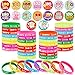 DTOFOOT 64PCS 100 Days of School Party Favors 32pcs 100 Days Smarter Button Badges Pins and 32pcs Silicone Bracelets for Happy 100th Day of School Activities Party Decorations Goodie Bag Fillers - Image 2