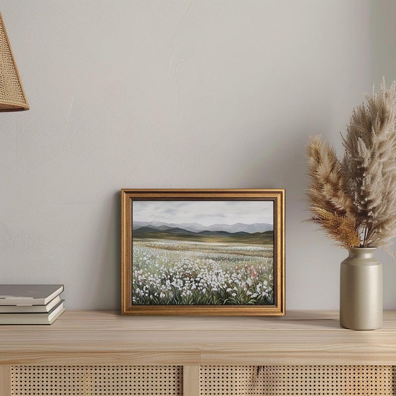 Yeechine Gold Framed Vintage Wall Art Wildflowers Field Canvas Wall Art Print Kitchen Farmhouse Wall Decor (champ fleuri  9.5''x12'') - Image 3