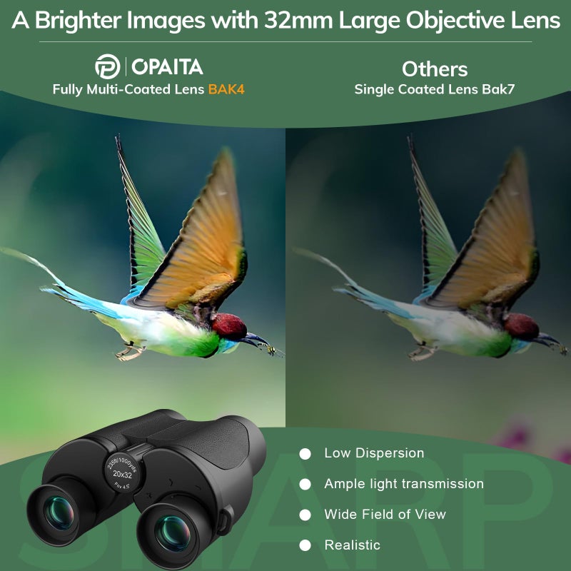 opaita Compact Binoculars for Adults High Powered - OPAITA 20x32 Small Binoculars for Adults Kids with Low Light Vision for Hunting Cruise Ship Travel Concert Hiking - Image 3
