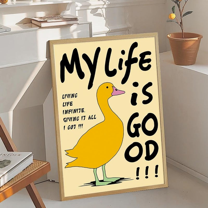 TNESSENTIAL My Life Is Good Duck Quote Art Canvas Poster, Trendy Wall Art, Funny Aesthetic Decor, Retro Home Decor, Printed Gift - Image 4