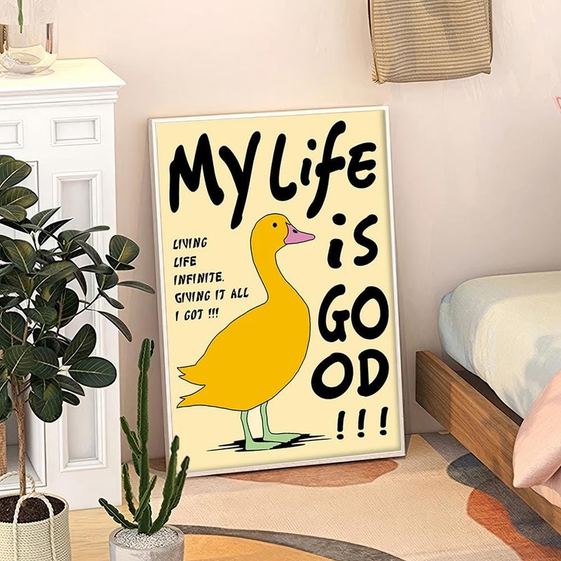 TNESSENTIAL My Life Is Good Duck Quote Art Canvas Poster, Trendy Wall Art, Funny Aesthetic Decor, Retro Home Decor, Printed Gift - Image 3