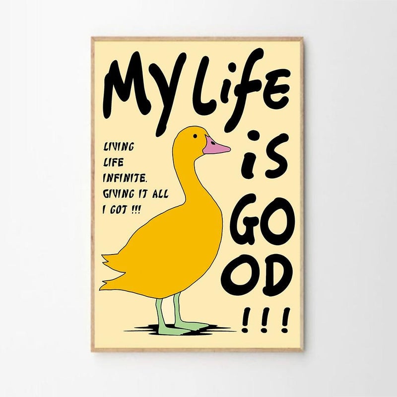 TNESSENTIAL My Life Is Good Duck Quote Art Canvas Poster, Trendy Wall Art, Funny Aesthetic Decor, Retro Home Decor, Printed Gift - Image 2