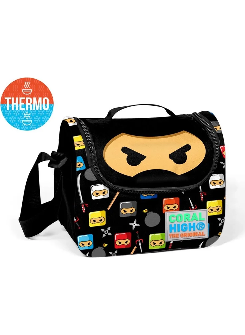 كورال هاي Kids Black Ninja Patterned Thermo Lunch Box 22864