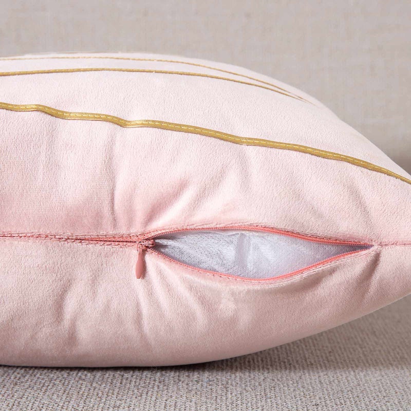 WACOMECO Soft Throw Pillow Covers - Pack of 2 Velvet Decorative Cushion Covers Cases for Sofa Bedroom Livingroom Car  18"" x 18""  Pink and Gold - Image 4
