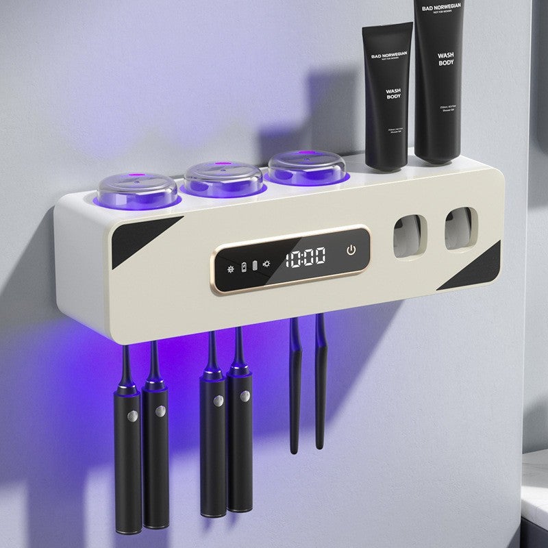 Toothbrush Holder Sterilizer Intelligent Drying Ultraviolet Sterilization Electric Non-Punch Wall-Mounted Brush Cup Shelf - Image 1