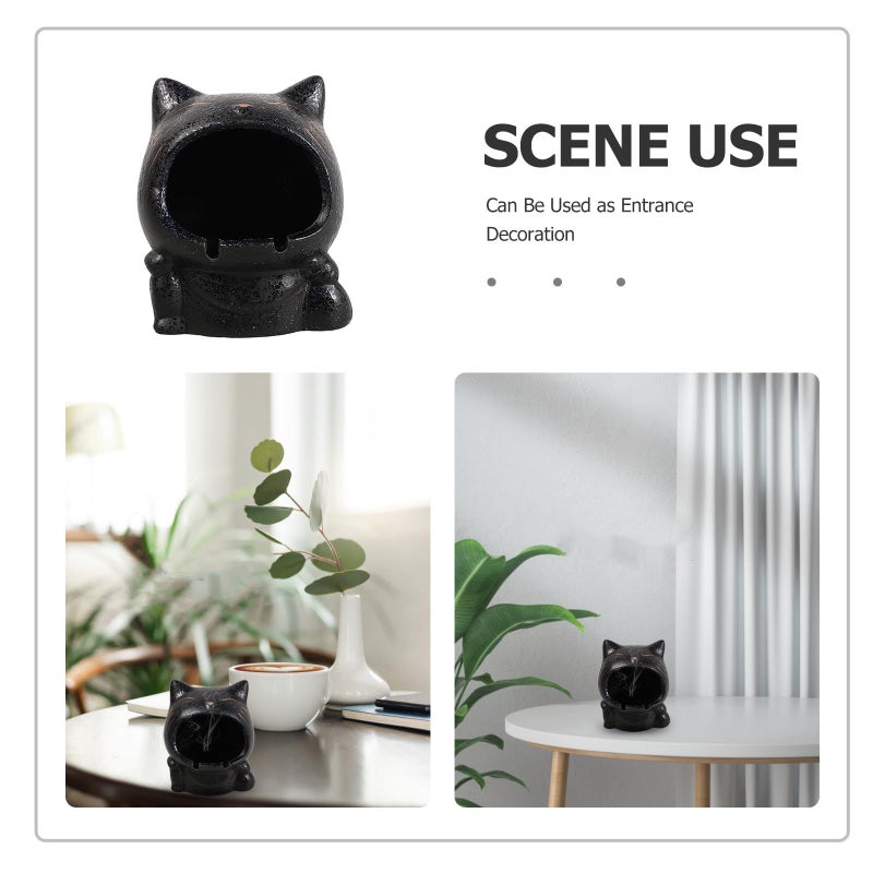 Ceramic Cat Shape Ashtray Windproof Outdoor Home Patio Decorative Bowl Black - Image 4