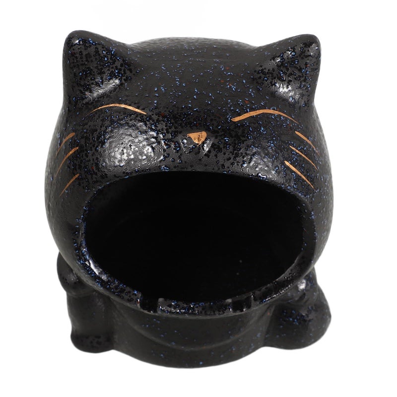 Ceramic Cat Shape Ashtray Windproof Outdoor Home Patio Decorative Bowl Black - Image 2