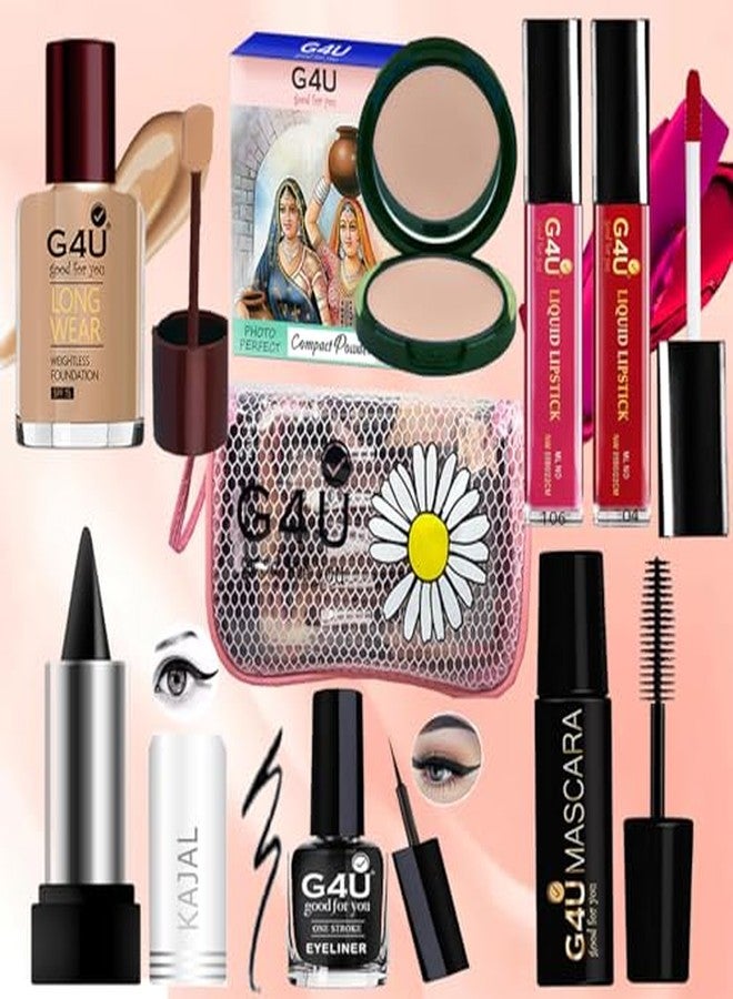 G4U All in One Makeup Kit With Pouch Gift Set for Women & Girls, Basic Cosmetics Kit for Beginner & Professionals Pack of 8 Pcs A23012040 - Image 3