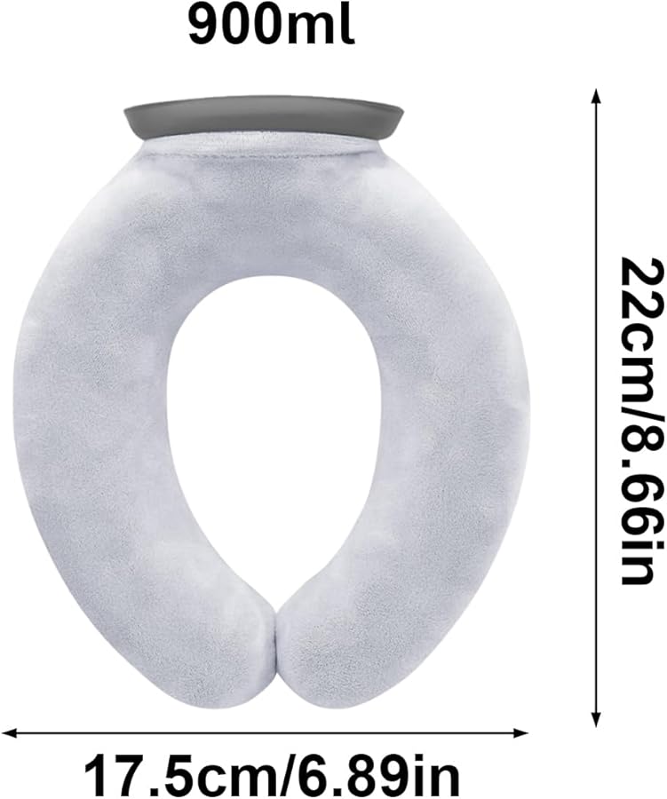 قارورة ماء ساخن رمادية على شكل حرف U سعة 900 مل، مدفأة للرقبة والكتفين، تخفف من البرود وتوتر العضلات - Image 3