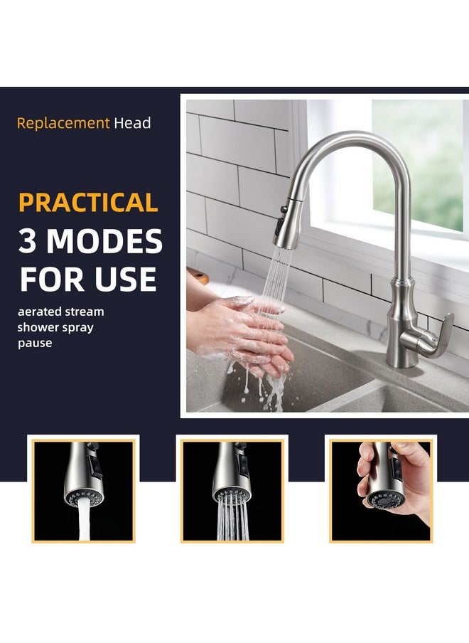 Angle Simple Angle Simple Kitchen Faucet Head Replacement, Sink Faucet Sprayer Attachment, Stream Spray and Pause Mode, Brushed Nickel  - Image 2