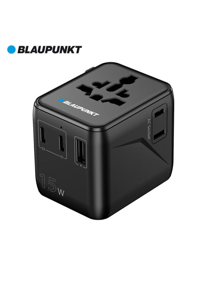 Blaupunkt International Travel Adapter Plug For Global Use, Compatible With Uk, Us, Australia, Germany, Japan, South Korea, Singapore And Hong Kong