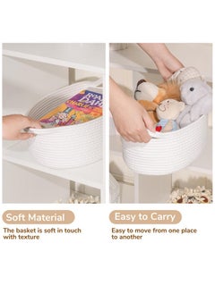 Goodpick Gift Basket, Small Woven Baskets For Diy, Cute Basket Storage Kids, Towel Basket With Handles, Baby Nursery Toy Baskets For Gifting, Living Room, Bathroom, 12 X 8 X 5 Inches, White  - Image 5