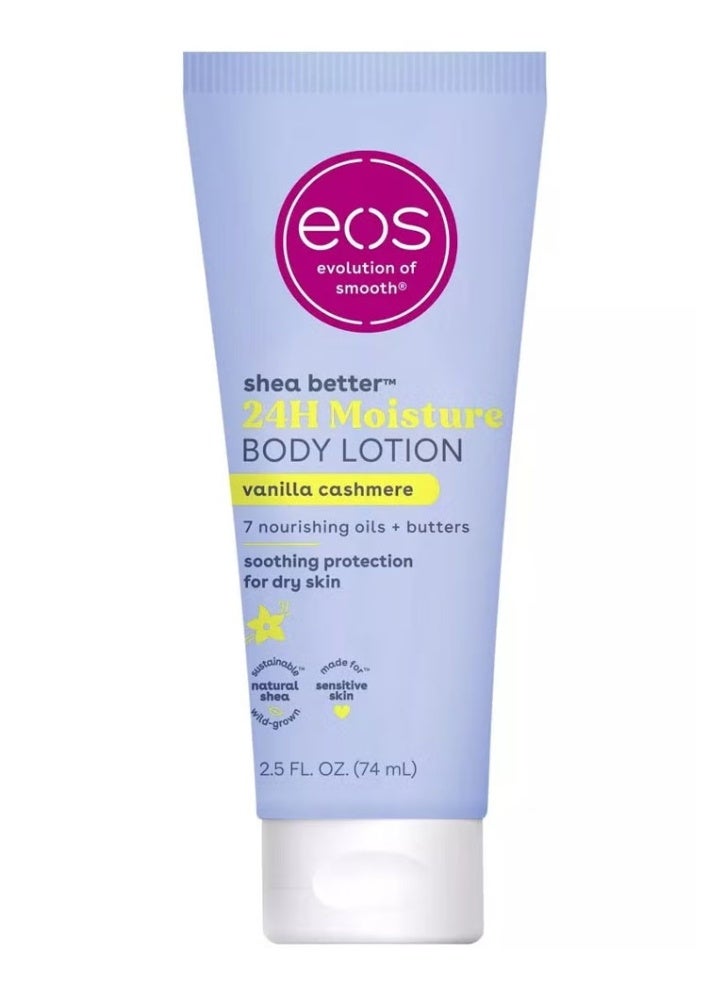 إي أو اس إيوس لوشن للجسم "شيا بيتر" – بنكهة فانيليا كشمير – بحجم 2.5 أونصة سائلة (74 مل). - Image 1