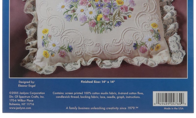 Janlynn Candle Wicking Embroidery Kit, Wildflowers and Butterfly Pillow 14" x 14" - Image 3