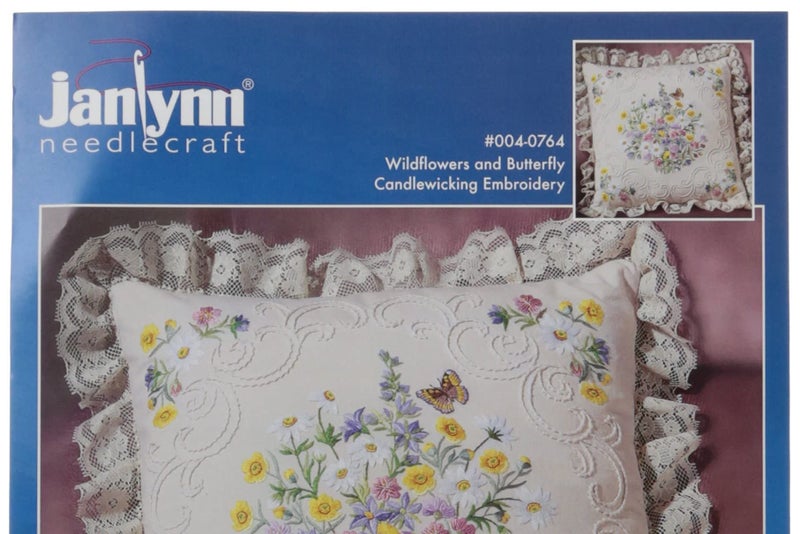 Janlynn Candle Wicking Embroidery Kit, Wildflowers and Butterfly Pillow 14" x 14" - Image 2