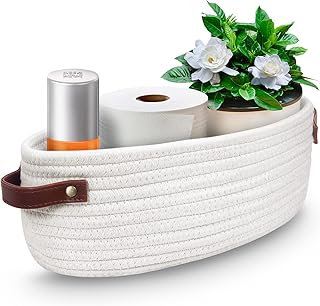 AmapleL AmapleL Woven Storage Basket with Handles for Toilet Tank Top, Bathroom Storage Organizer Basket Bin Toilet Paper, Home  - Image 1