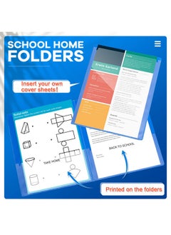 Henoyso 72 Pcs School To Home Folders Take Home Heavy Duty Folders 2 Pocket Folder Homework Folders For Students Parent Teacher Communication Folders For Kid Student Home Classroom 11.8 X 9.45 In (Blue)  - Image 4