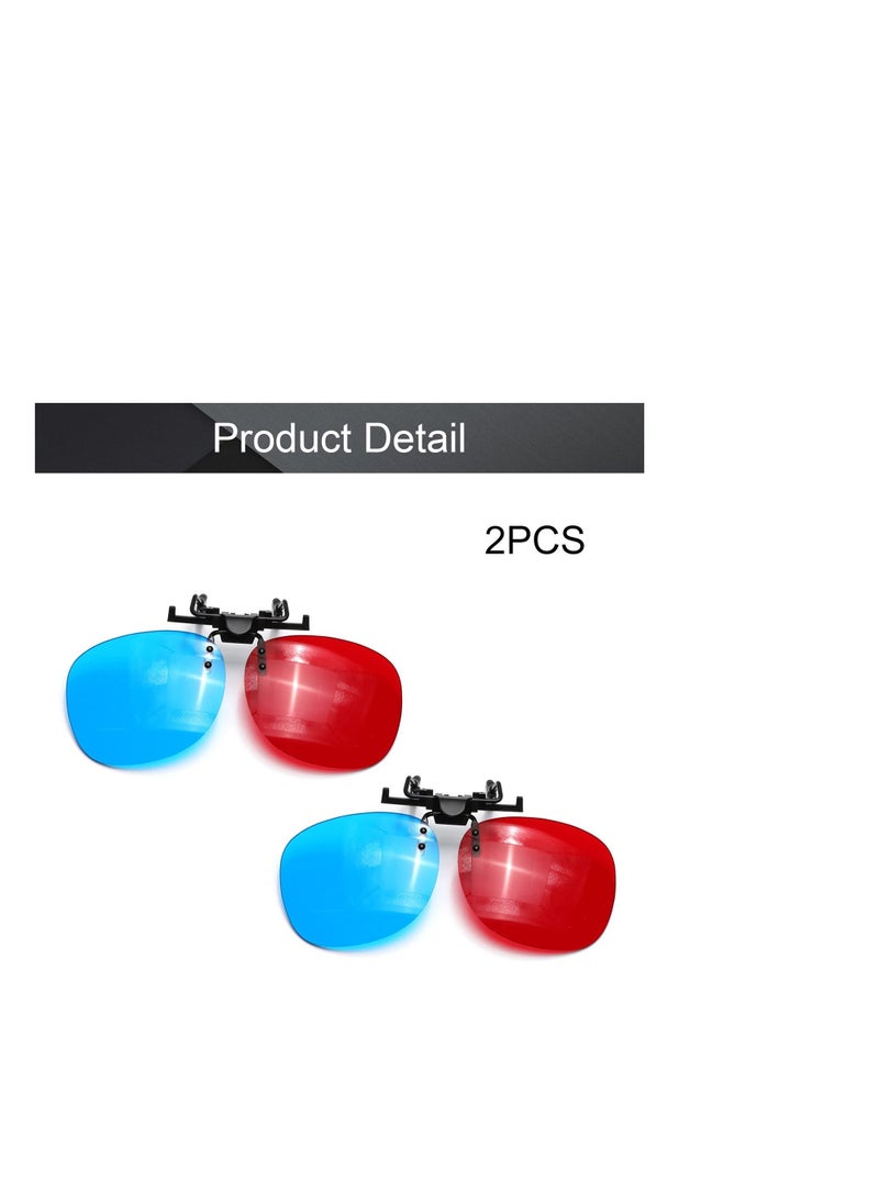 SYOSI Clip on Glasses Red Blue Anaglyph 3D No Frame Resin Lens Myopia Clip   3 Sets Simple Style 3D Movie Game 2PCS  - Image 5