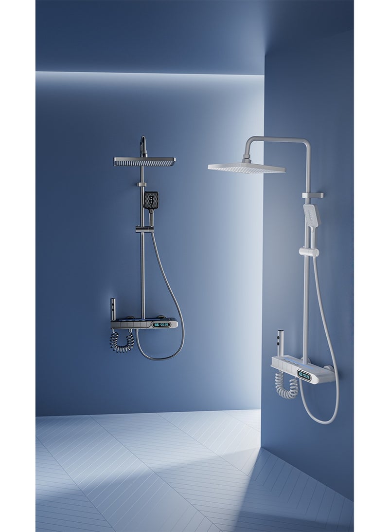 HaLunhi Shower System Thermostatic Piano Key Shower Faucet Set with Digital Display Ambient Lights Shower Combo Set with 12" Rain Shower Head, Tub Spout, Hand Shower, Bidet Sprayer - Image 3