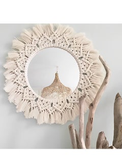 Boho macrame Woven Tapestry Wall  Mirror Hanging Tapestry